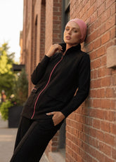 Fuşya Fermuarlı Eşofman Üstü