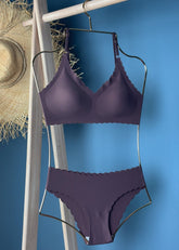 Dikişsiz , Balensiz İç Çamaşır Seti - Kahve