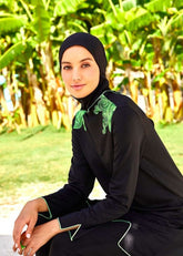 Payet Nakış Tasarım Kapalı Mayo - Mavi