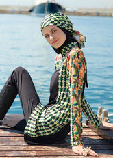 Fit Yeşil Çiçekli Mayo Üstü