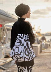 Logo Motifli Plaj Çantası - Beyaz Zeminli