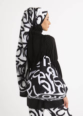 Logo Motifli Plaj Çantası - Siyah zeminli