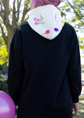 Balon Nakış Kapşonlu Sweatshirt