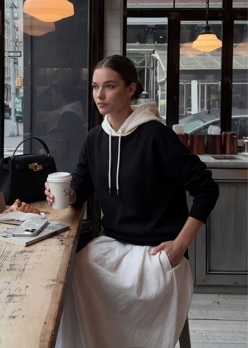 Balon Nakış Kapşonlu Sweatshirt