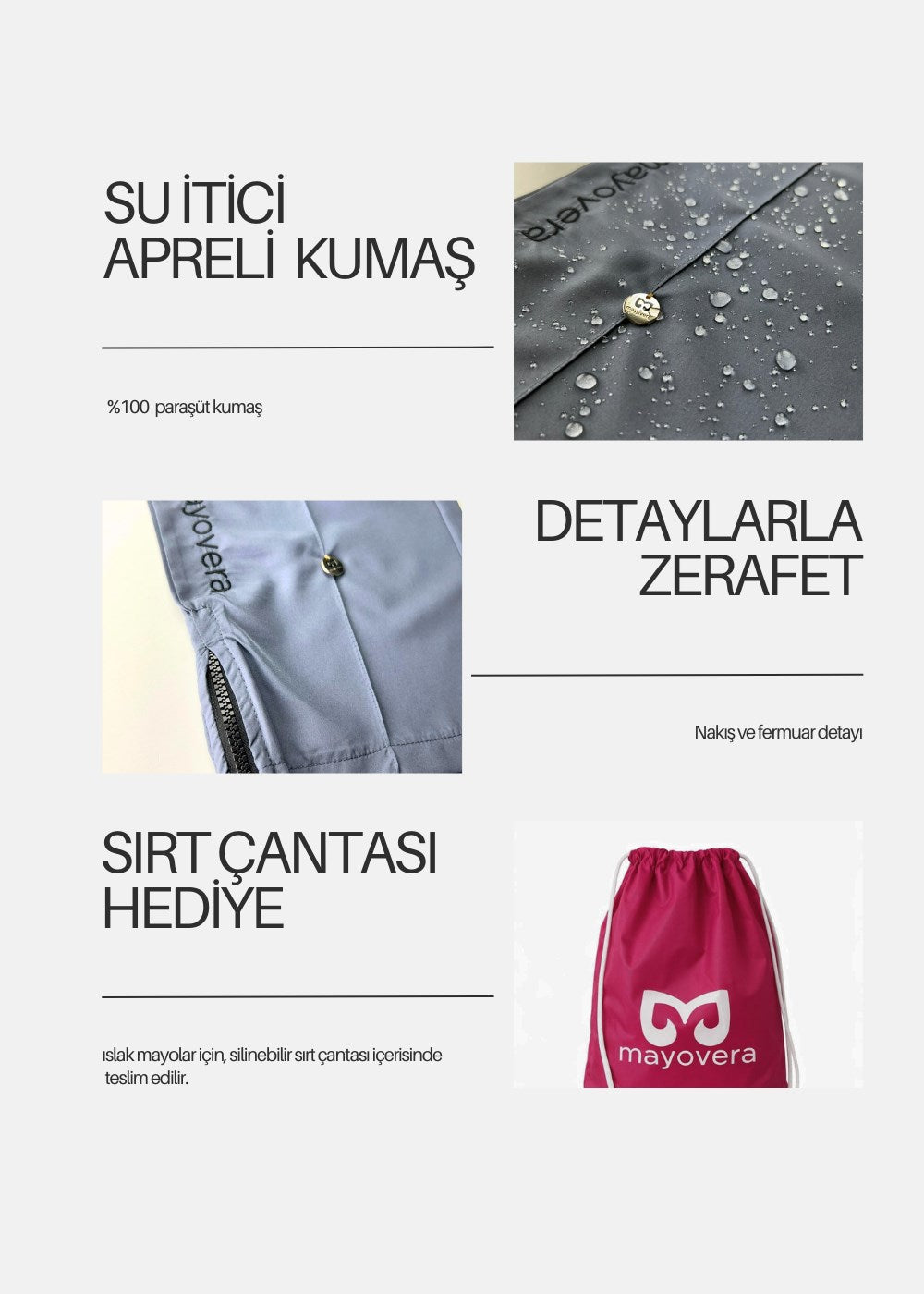 Gri Fermuarlı Paraşüt Pantolon