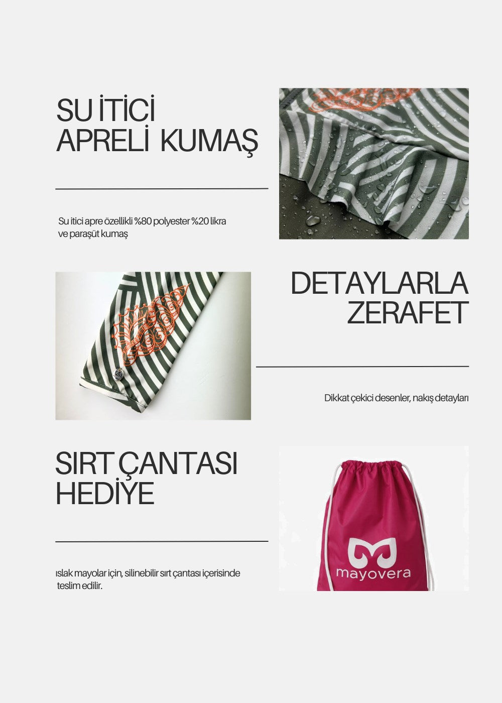 Deniz Kabuğu Haki Tesettür Mayo