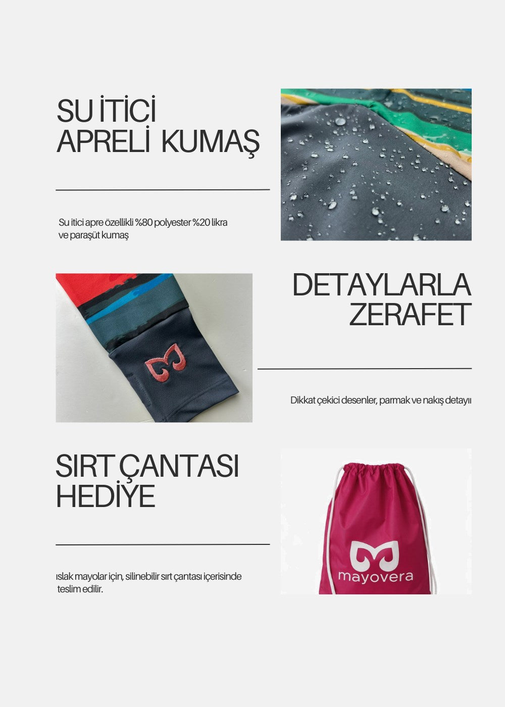 Çizgili Renkler Kapalı Mayo