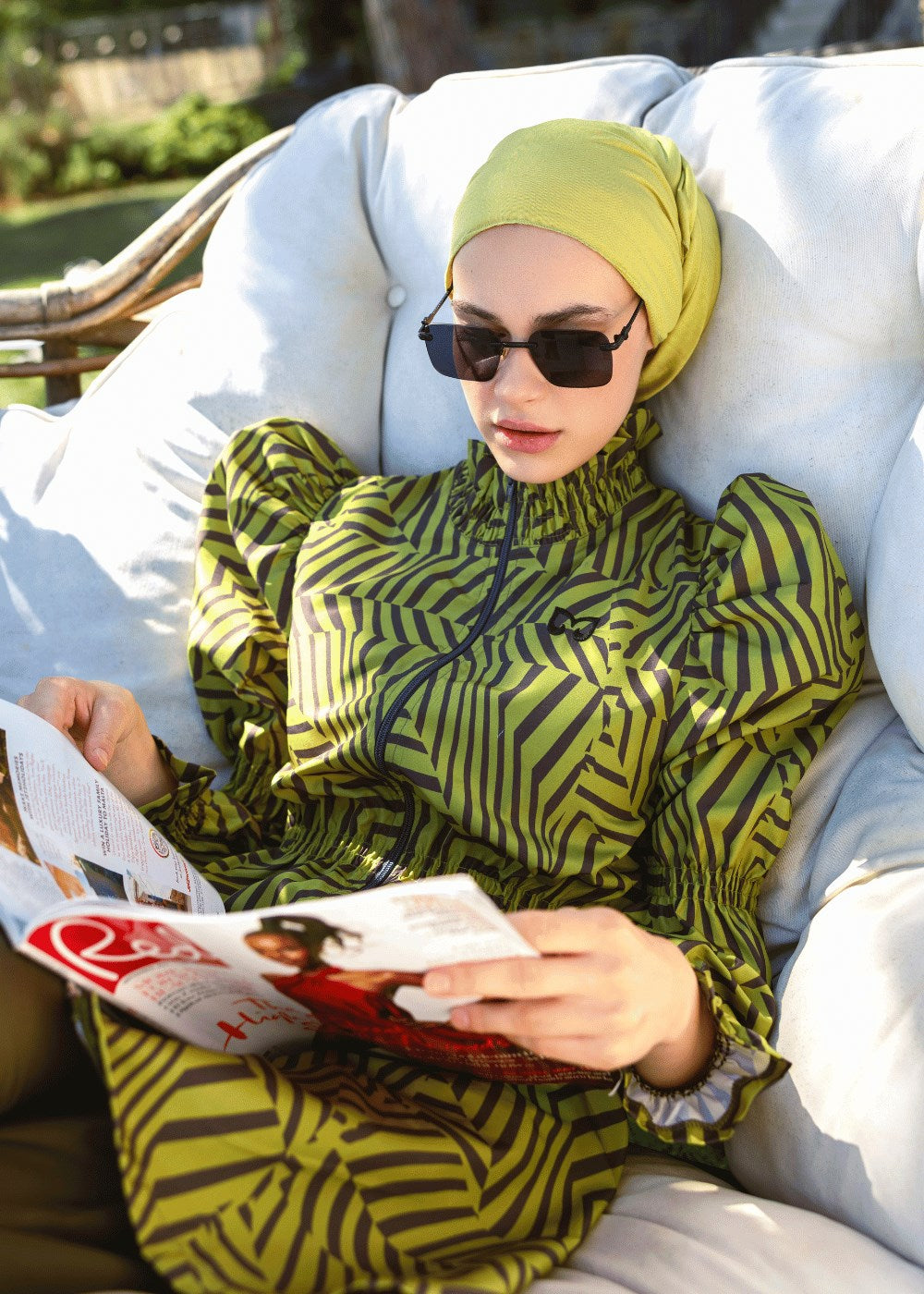 Yağ Yeşili Paraşüt Tek Üst Mayo