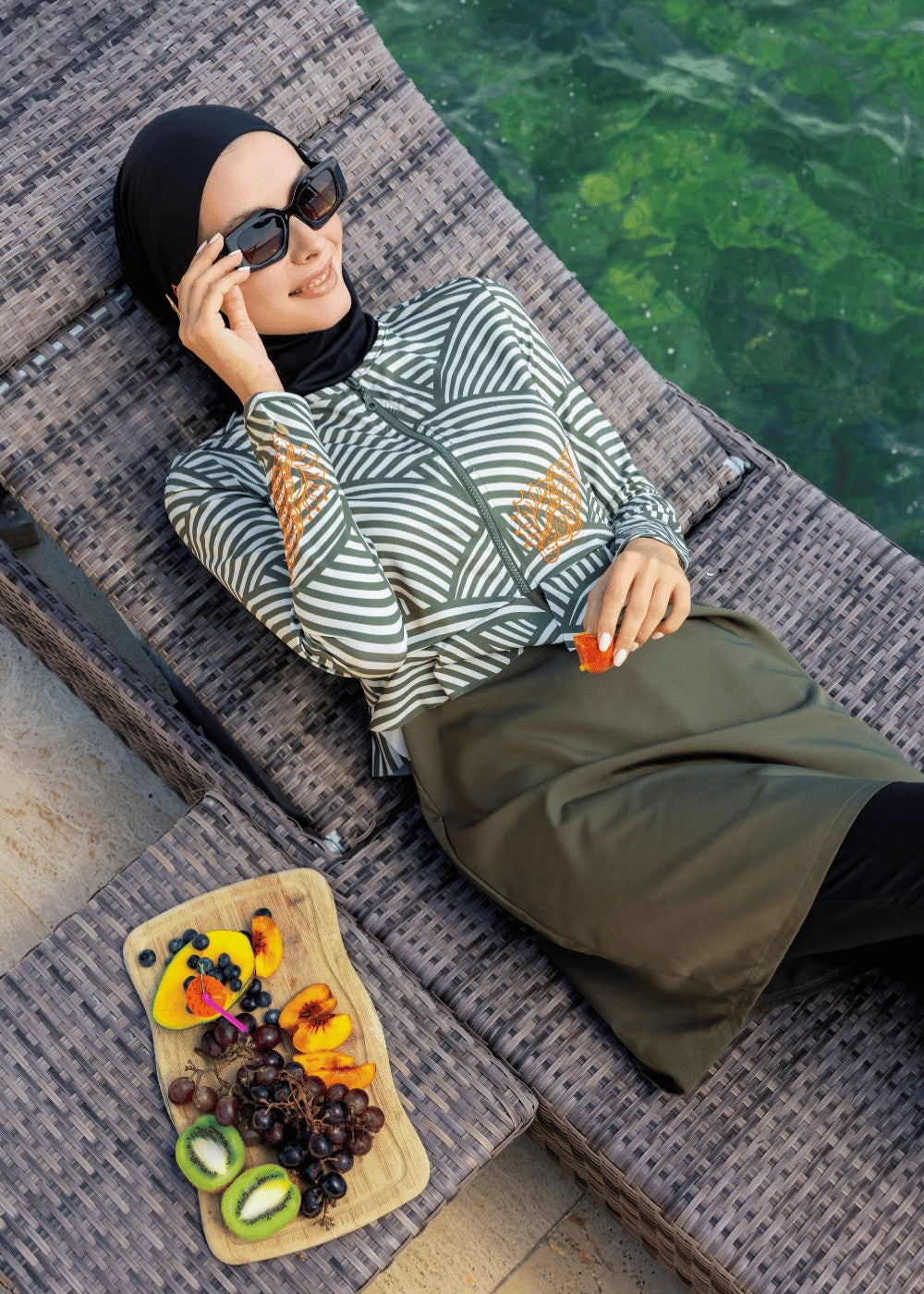 Deniz Kabuğu Haki Tesettür Mayo