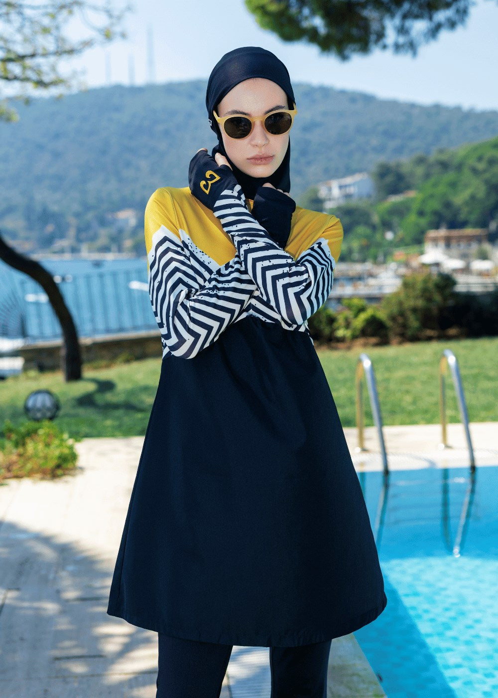 Zigzag Hardal Kapalı Mayo