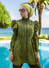 Yağ Yeşili Paraşüt Tek Üst Mayo