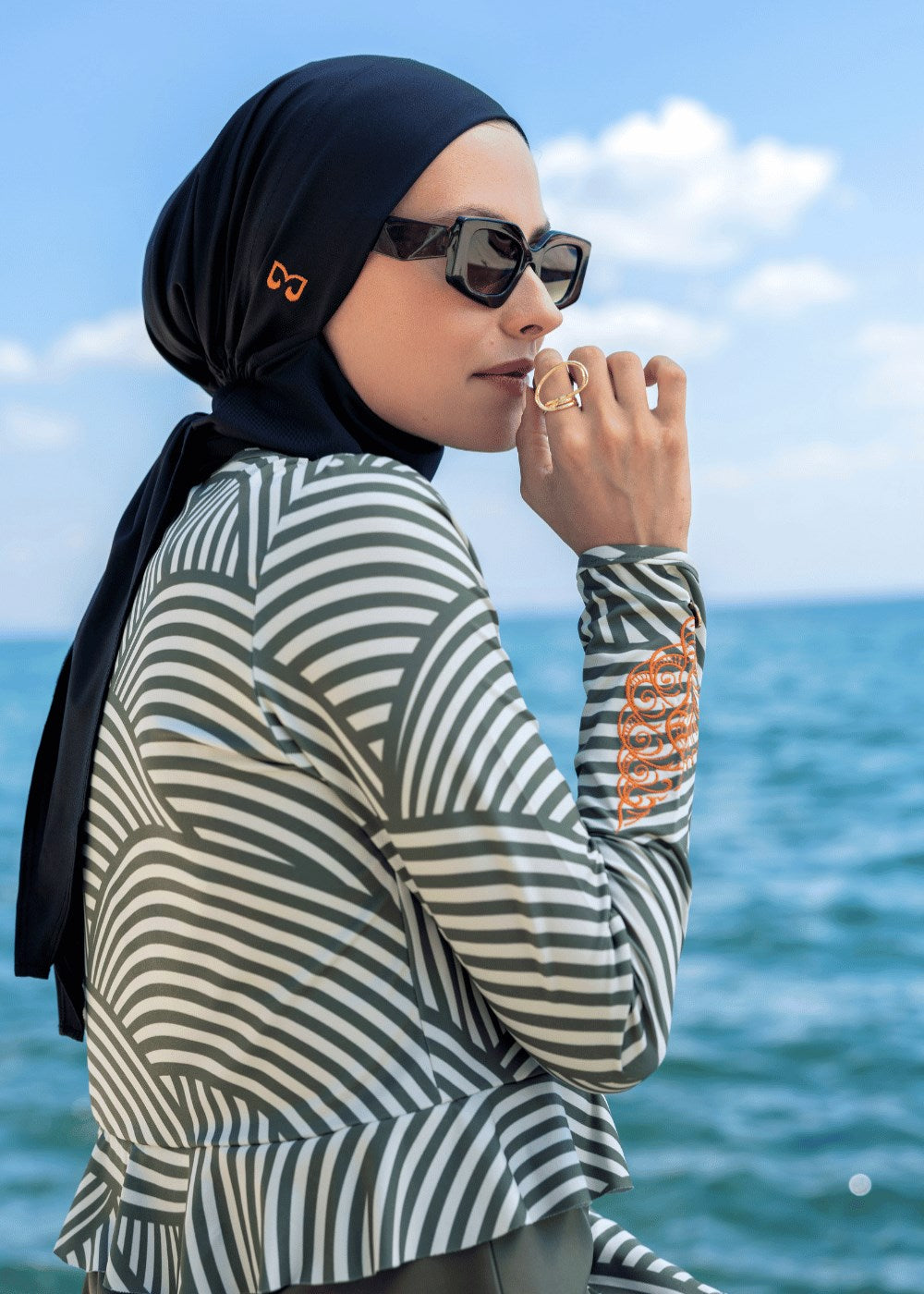 Deniz Kabuğu Haki Tesettür Mayo