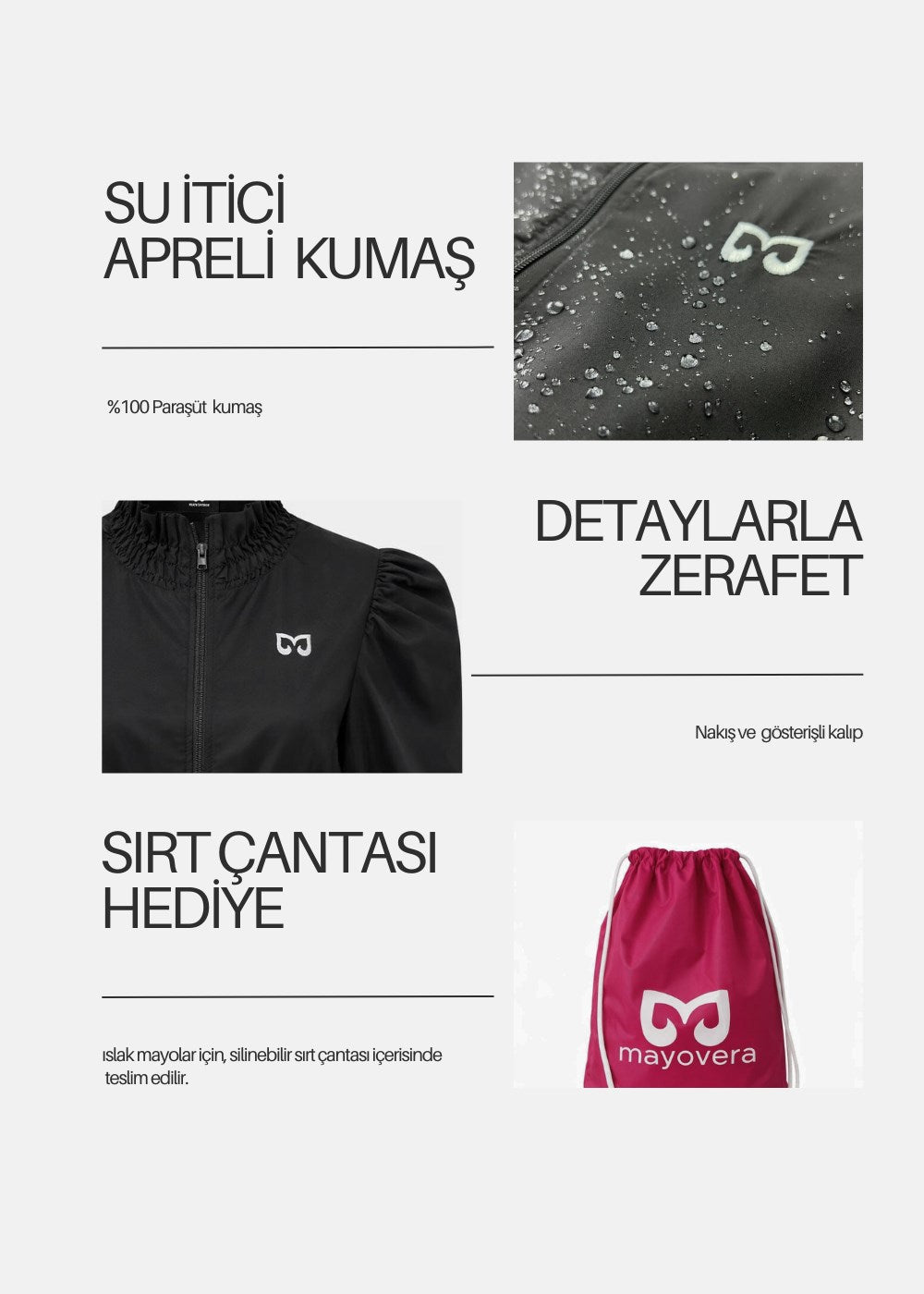 Siyah Paraşüt Tek Üst