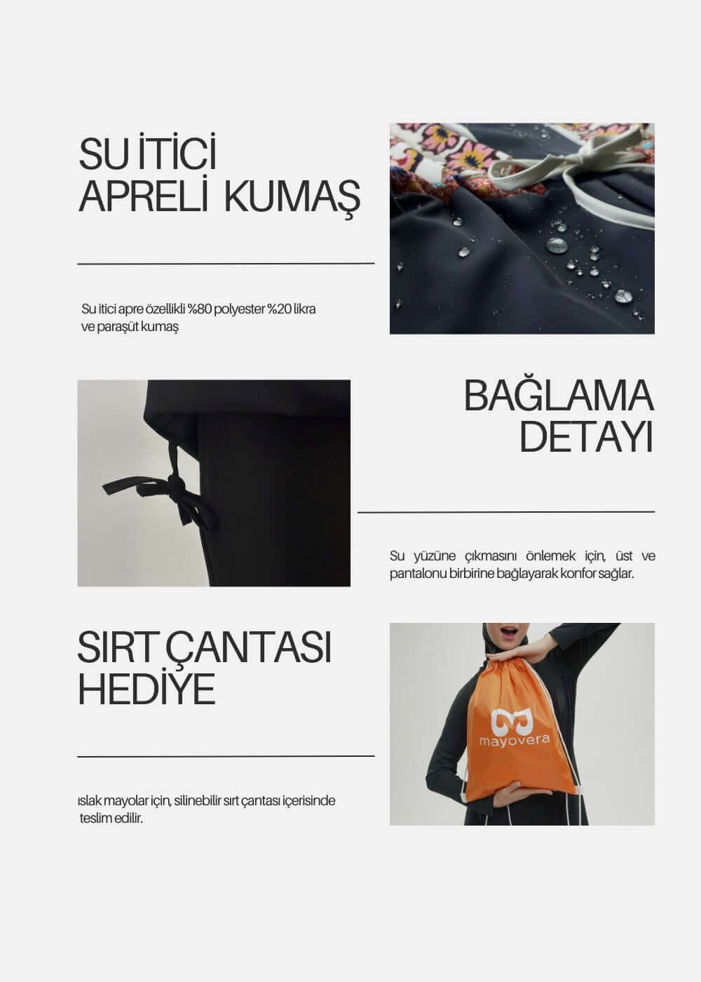 Kanaviçe Paraşüt Tesettür Mayo