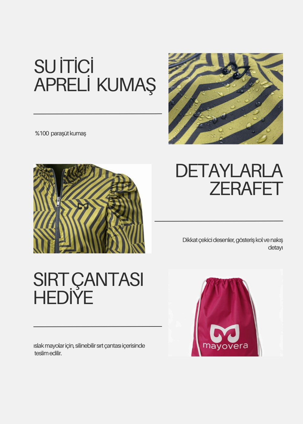 Yağ Yeşili Paraşüt Tek Üst Mayo