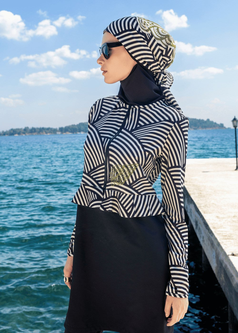 Deniz Kabuğu Siyah Tesettür Mayo