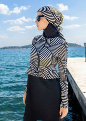 Deniz Kabuğu Siyah Tesettür Mayo