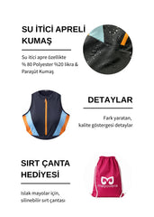 Turuncu Fermuarlı Yarı Kapalı Mayo