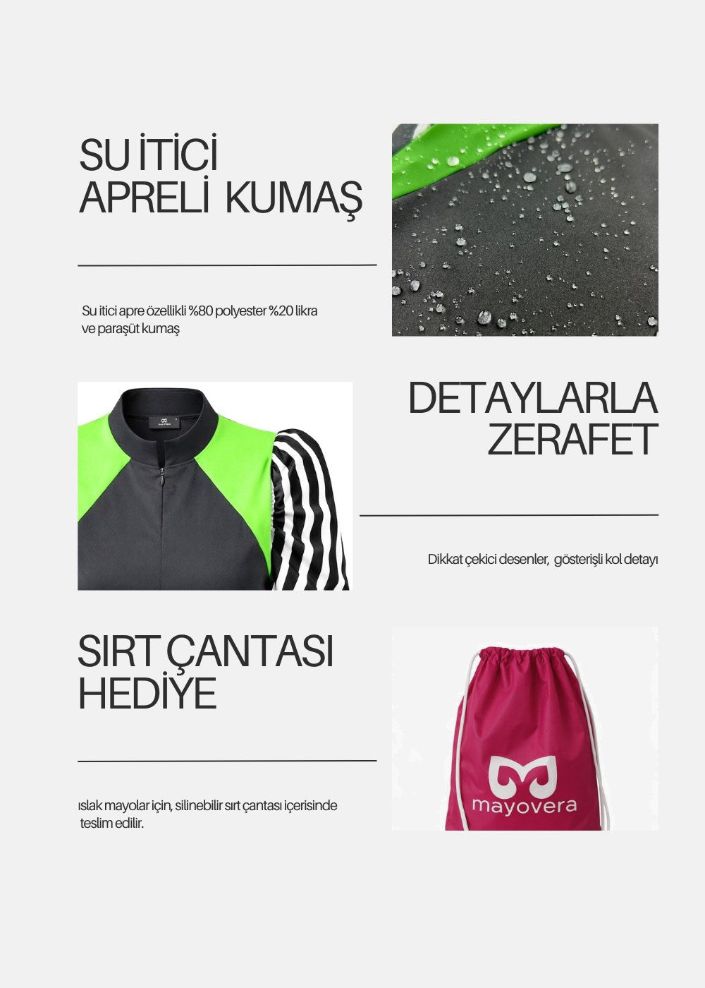 Siyah Beyaz Kollar Tesettür Mayo