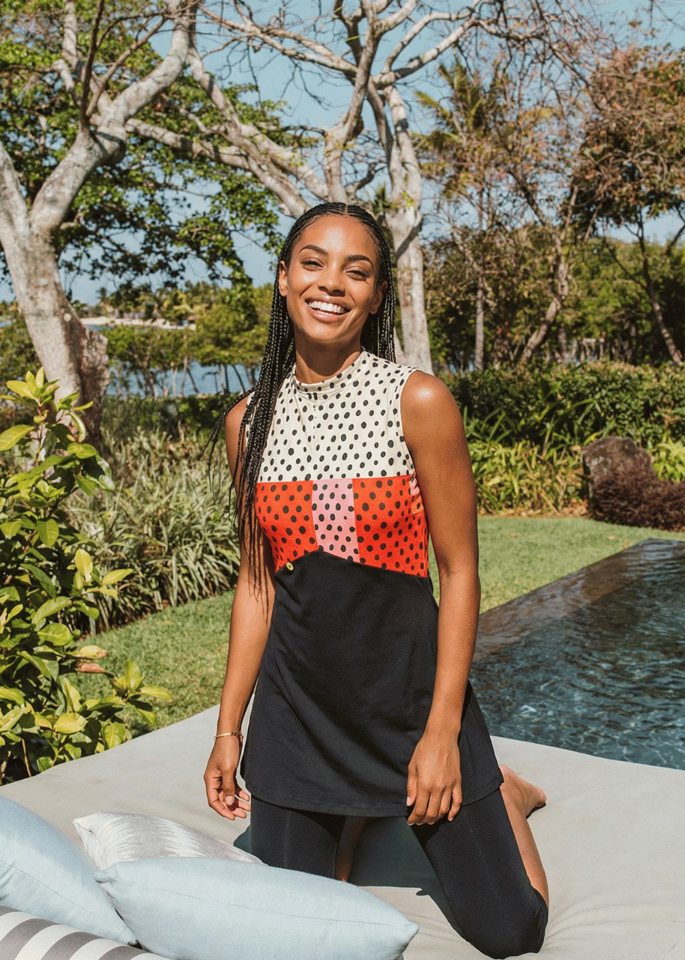 Kırmızı & Pembe Puantiye Taytlı Mayo