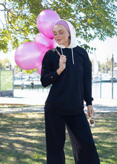 Balon Nakış Kapşonlu Sweatshirt