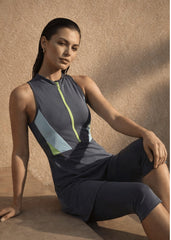 Yeşil Fermuarlı Yarı Kapalı Mayo