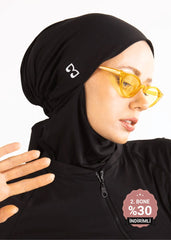 Beyaz Logo Nakışlı Deniz Tesettür Bone