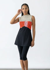 Kırmızı & Pembe Puantiye Taytlı Mayo