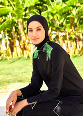 Payet Nakış Tasarım Kapalı Mayo - Mavi