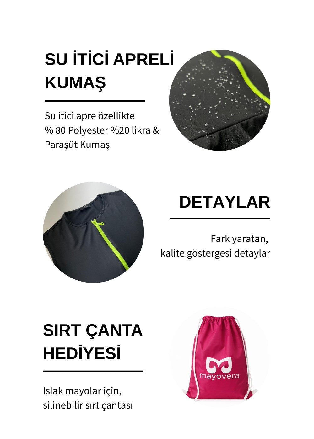 Yeşil Fermuarlı Taytlı Mayo