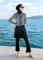 Deniz Kabuğu Siyah Tesettür Mayo