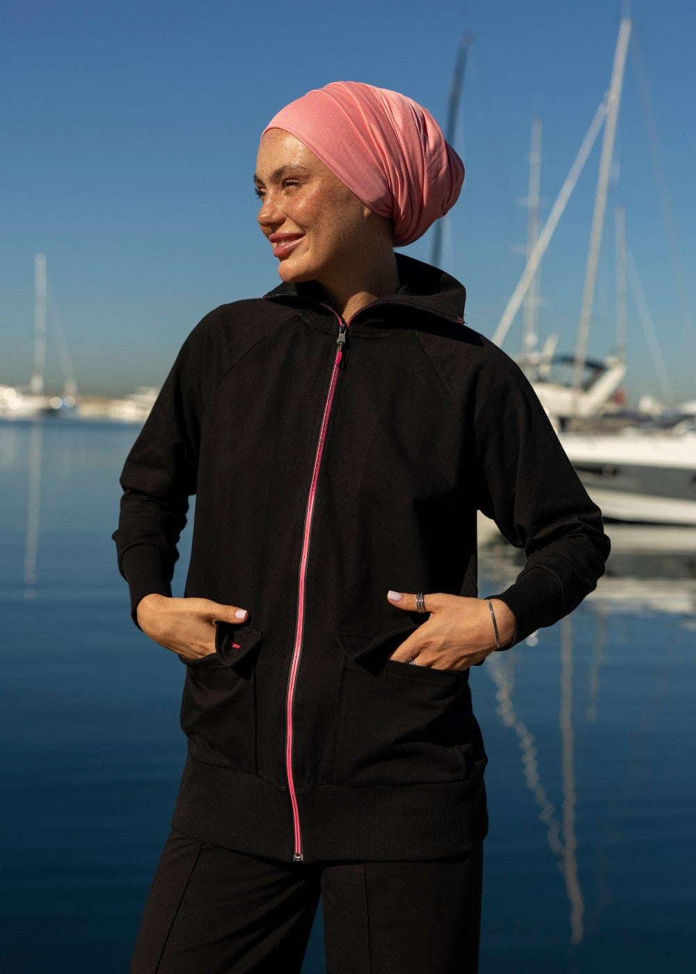 Fuşya Fermuarlı Eşofman Üstü