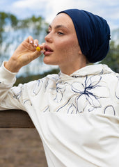 Keten Nakışlı Ekru Eşofman Üstü